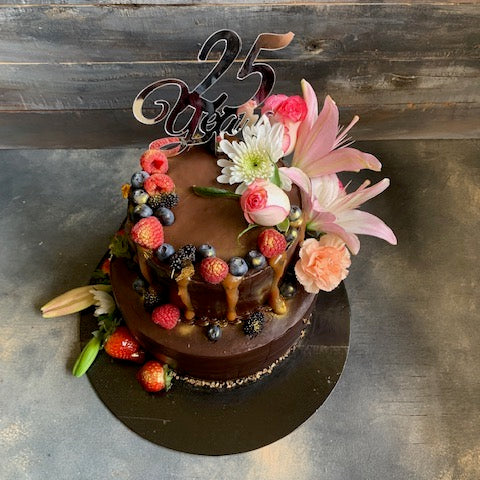 Dark Chocolate And Berries Two Tier Cake